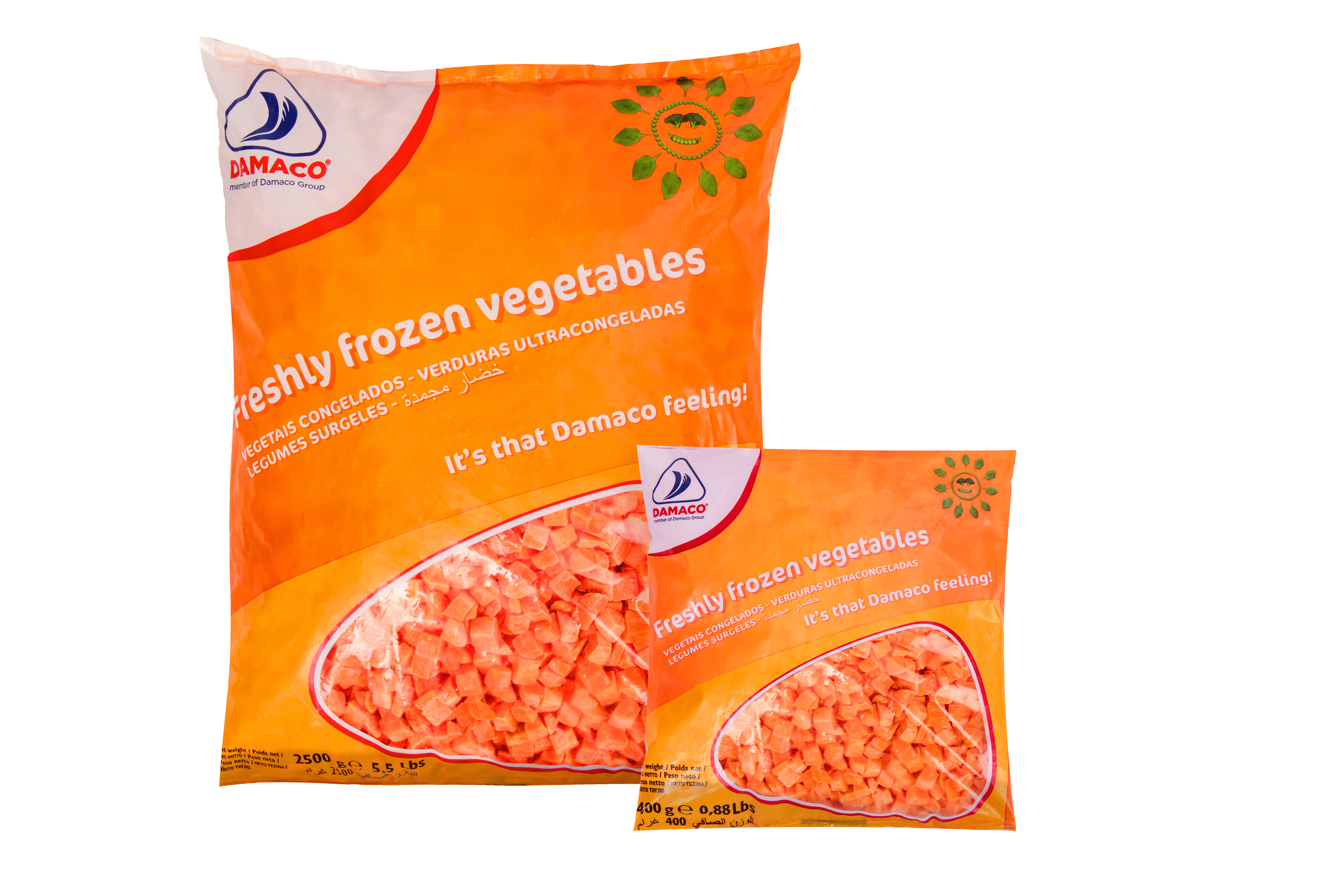 carrot cubes Damaco brand packaging