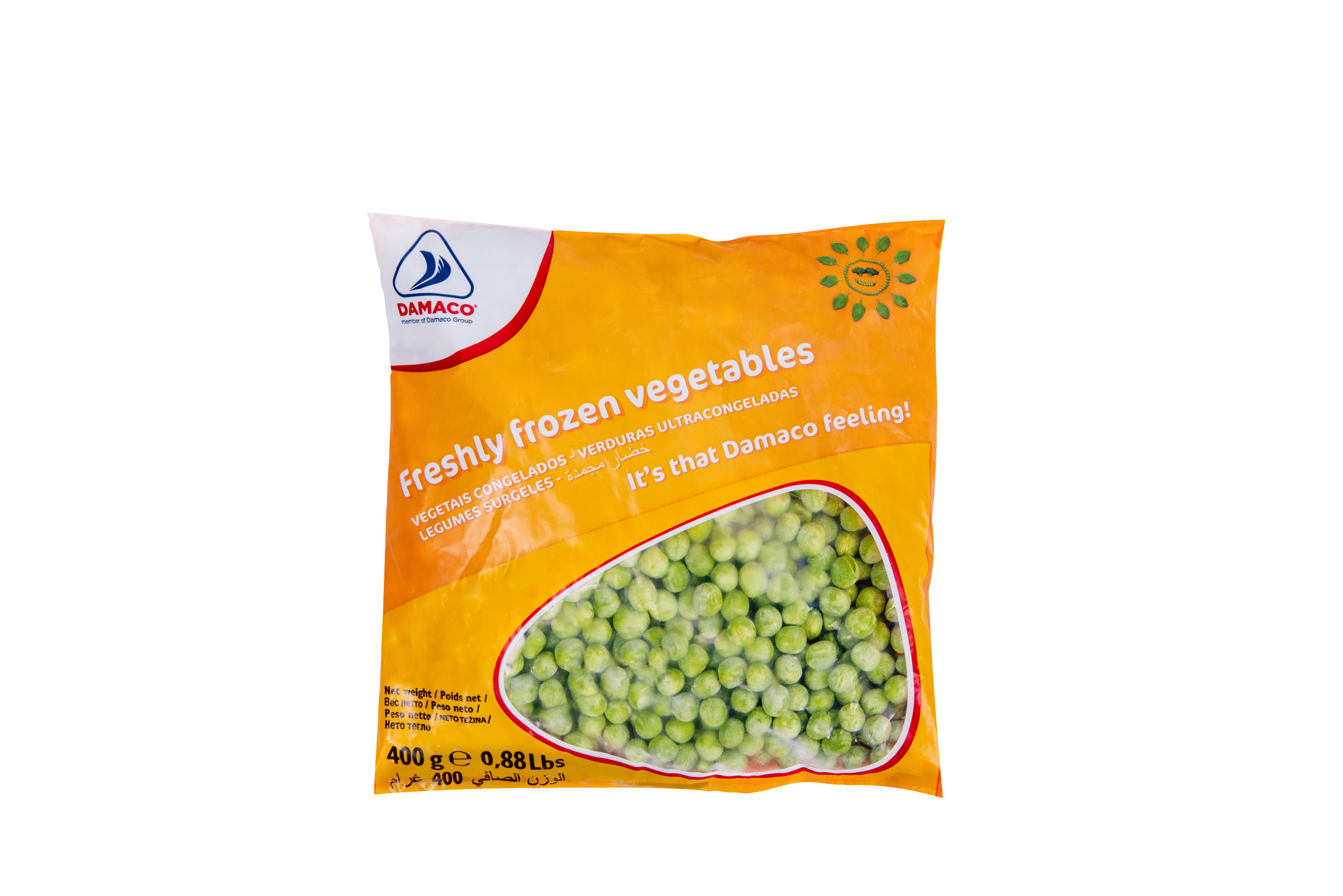 Green peas Damaco brand packaging